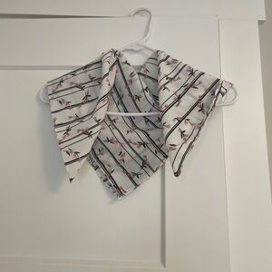 Floral and striped handkerchief scarf